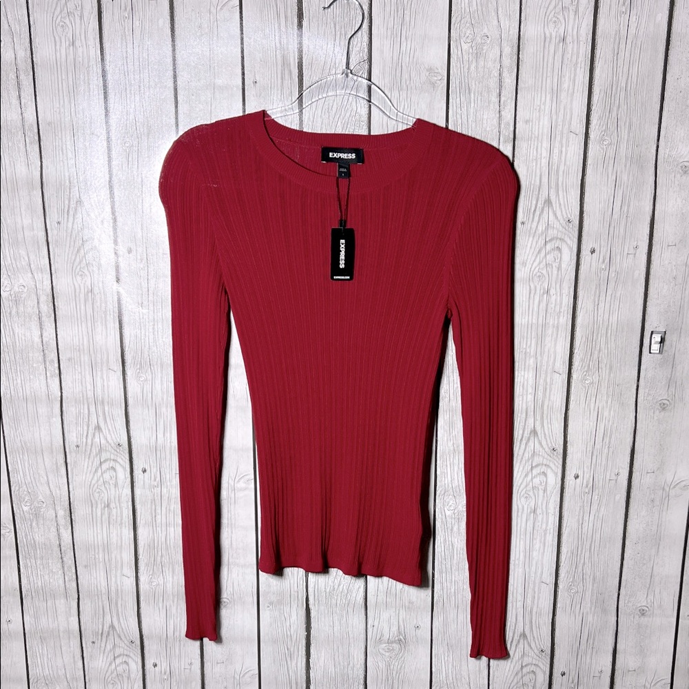 Express ribbed long sleeve top size small